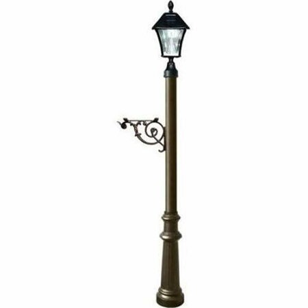 LEWISTON Post System with Fluted Base & Bayview Solar Lamp, Bronze LPST-800-SL-BZ